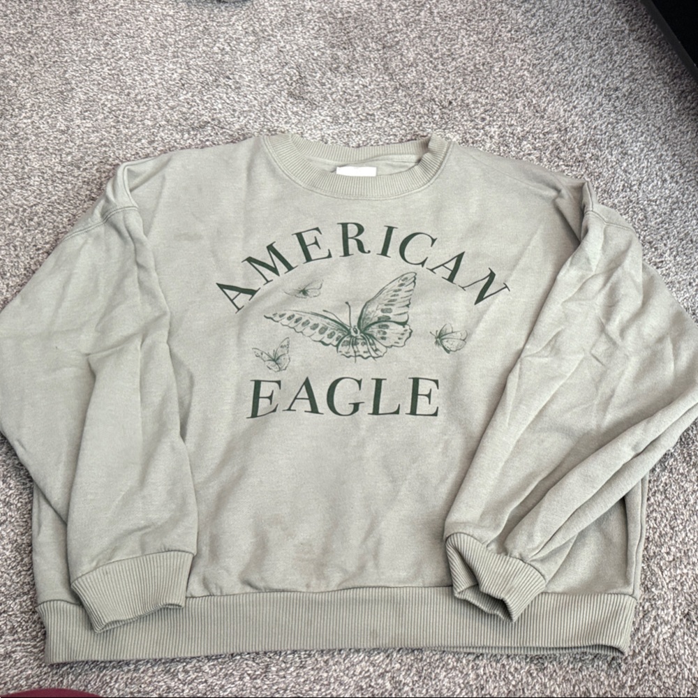 American Eagle Outfitters Sage Green Butterfly Sweatshirt